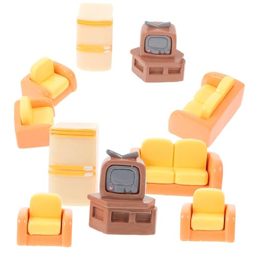 ibasenice 1 Satz Puppenhaus Mini-Fernseher Minisofa Puppenhaus-miniatursofa Kleines Einzelsofa Miniatur-doppelsofa Mini-tv-Modell Miniatur-Sofa-Modell Puppenhaus Kleines Sofa Kunstharz von ibasenice