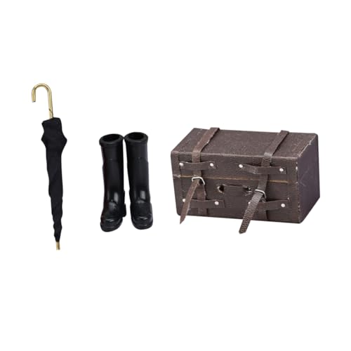 ibasenice 1 Satz Puppenhaus-Modell Regenschirm Umbrella mockin Puppenhausdeko playmobilhaus Miniaturen Modell Regenstiefel puppenhaus Koffer Kofferset Mini-Hausverzierung Koffermodell Metall von ibasenice