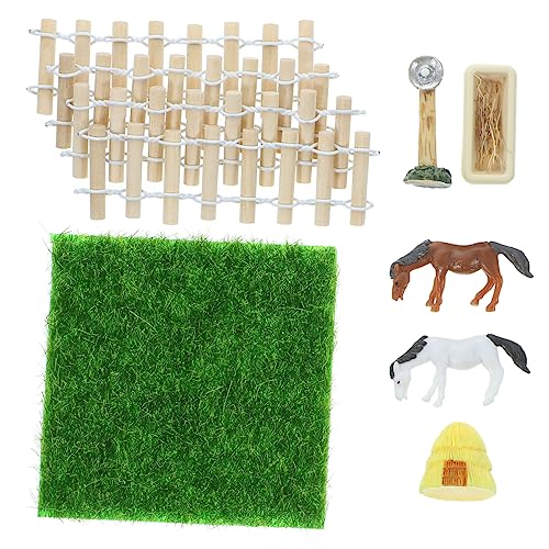 ibasenice 1 Satz Puppenhaus-Rennbahn gartentischchen Toy Set puppenhauszubehör playmobilhauser ziernieten Kleiner Spielzeugpferdestall Miniatur-Pferderanch Kleiner Pferdestall Plastik von ibasenice
