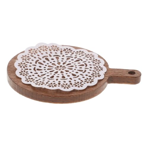 ibasenice 1 Satz Puppenhaus Tablett Mini Szene holztablett puppenhaus küchenzubehör Puppenhaus-DIY DIY Papiermodell Kuchentablett Puppenhauszubehör Küchenzubehör für Puppenstuben Light Brown von ibasenice
