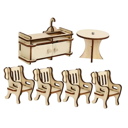 ibasenice 1 Set Mini-hausmodell Holztisch Und Stuhl Spielzeug Miniaturmöbelmodell Für Die Heimdekoration von ibasenice