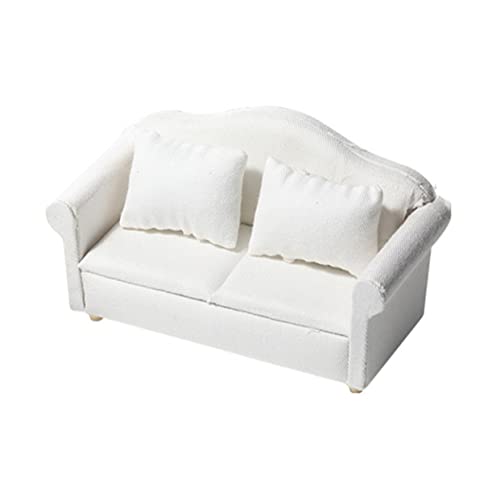 ibasenice 1 Satz Puppenstubensofa Miniatur-puppenstubenmöbel Möbel Für Puppenhaus Kleine Puppenmöbel Miniaturcouch Für Puppenhaus Miniatur-puppenstubencouch Mini-Sofa-puppenhaus Weiß Stoff von ibasenice