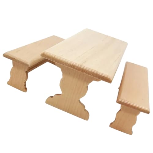 ibasenice Miniaturtisch Und Bank Aus Holz Für Puppenhäuser – Maßstab 1/12 – Miniaturmöbelmodelle – Kinderspielzeug von ibasenice