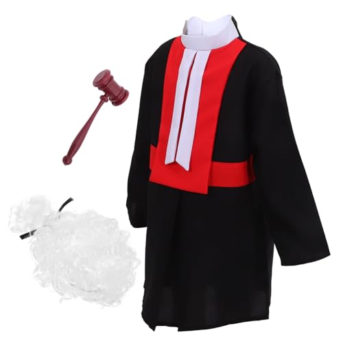 ibasenice 1 Satz Richteruniform für führen Futterspender halloweenkostüme für halloweenkostüme+für+ Richterkostüm für Kleinkindperücke und Richterhammer Polyester von ibasenice