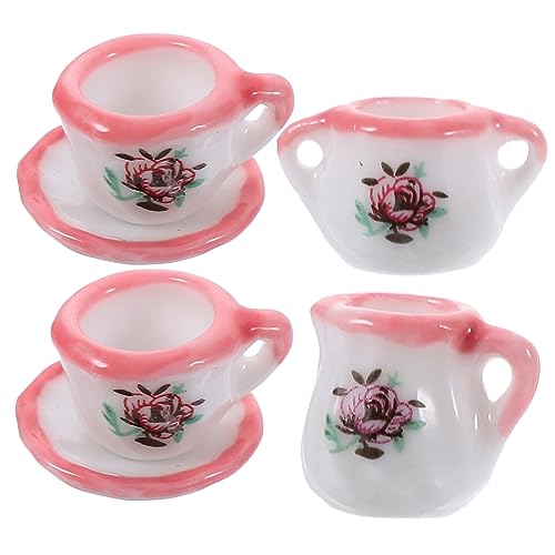 ibasenice 1 Satz Rollenspielzubehör Tee Becher Rollenspielset Kleine Untertasse Mini- -küchenzubehör Puppenhaus Küchenzubehör Miniaturmodell Miniatur-Dinge Mini-tassen Keramik von ibasenice