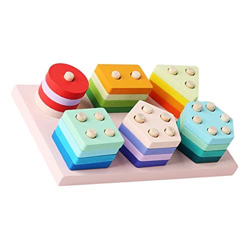 ibasenice 1 Satz Säulenset passend zu Bausteinen Kleinkinder lehrreich Sortierung Stapelung Puzzle kinderpuzzle Kleinkind-Lernspiele für 2-5-Jährige Formsortierer Holz von ibasenice