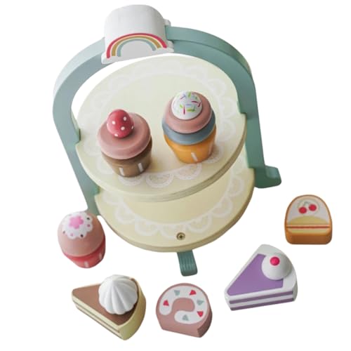 ibasenice Wunderschön Gefertigtes Simulations-kuchenset Rollenspiel-kuchenständer Aus Holzmaterialien Für Jungen Und Mädchen Foto-Requisiten von ibasenice
