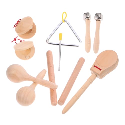 ibasenice Originales Musikspielzeug Aus Holz – Schlaginstrumenten-Set Für Kinder Inkl Tamburin Rhythmusstäben Musikfähigkeit von ibasenice