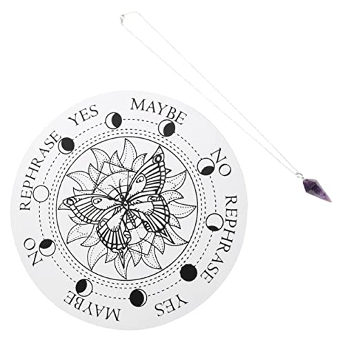 ibasenice 1 Satz Sieben-Sterne-Array Bretter Pendelbrett Halskette aus Rosenquarz Dowsing Sandpendel photostickomni lichtwärts Pendel Halskette Wahrsagerei Message Board Naturstein Weiß von ibasenice
