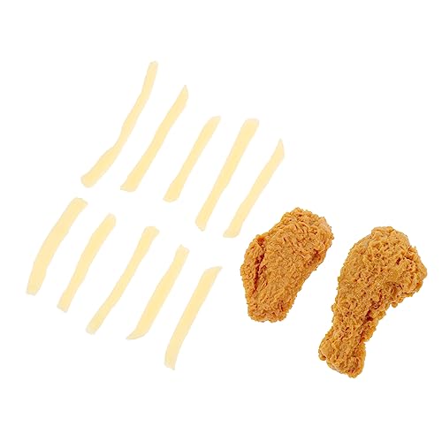 ibasenice 1 Satz Simulation Hähnchen Und Pommes Frites Faux-Essen Spielzeug PVC Künstlich Frittierte Hähnchenflügel von ibasenice