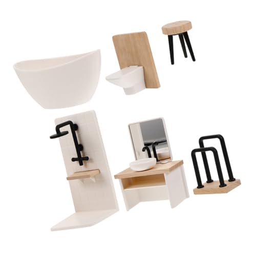 ibasenice 1 Set Miniatur Badezimmer Szene Requisiten 7 Stücke Realistische Puppenhaus Zubehör Für Maßstab 1:12 Puppenhaus Decor Spielen von ibasenice
