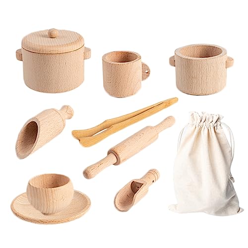 ibasenice 1 Satz Spielhaus Teeservice Für Kleinkinder Für Kleine Mädchen Rollenspiel Teezeit Mädchen Kleinkindspielset Kinderspielzeug Für Mädchen Hölzern von ibasenice