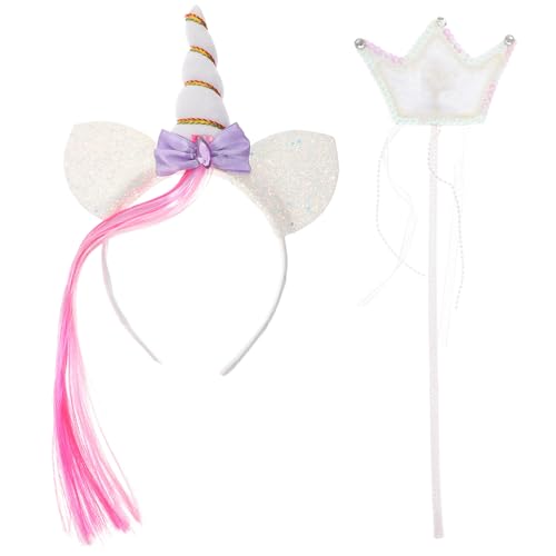 ibasenice 1 Satz Stirnband Kostüm Fee Teenager Dekorationen Mädchen Frauen Mode Puppe Perlen Party Zauberstab Paillette Reize Armbänder Zubehör Bausatz Haarband Stoff Weiß von ibasenice