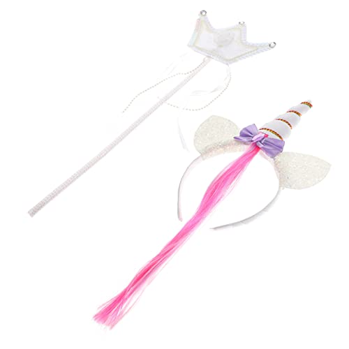 ibasenice 1 Satz Stirnband Reize Puppe Erstkommunion Kopfschmuck Für Mädchen Zubehör Perlen Party Fee Armbänder Zauberstab Einhörner Für Mädchen Kostüm Einhörner Mädchen Weiß Stoff von ibasenice