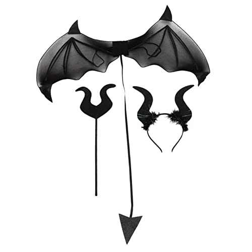 ibasenice 1 Satz Teufelsflügel Stirnband Dinosaurierkostüm Kostüm Dämonenflügel Maske halloween schminke halloween make up Teufelskostüm für Party Halloween-Cosplay-Kostüm Stoff Black von ibasenice