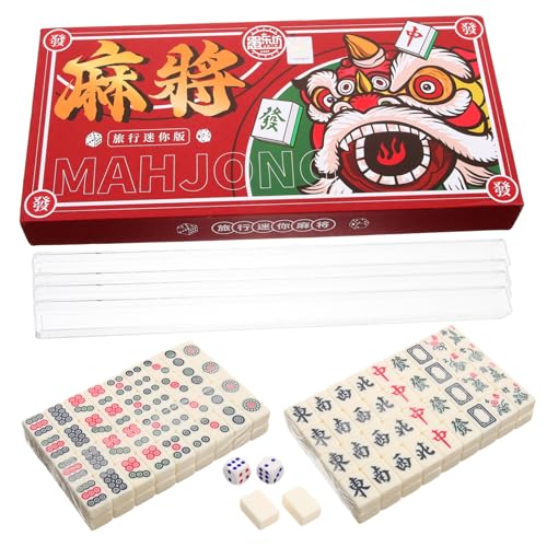 ibasenice 1 Satz Tragbares Mini-Mahjong Mahjong-kit Mahjong-Geschenke Mahjong Für Unterwegs Mahjong-Spielzeug Reise-Mini-Mahjong Reisen Kleiner Mahjong Weiß PVC Vereinigte Staaten von ibasenice