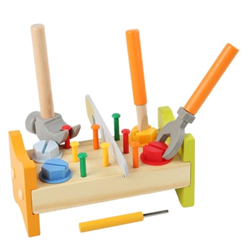ibasenice 1 Satz Werkzeuge zum Reparieren Hammer Kinderspielzeug Puzzle-Spielzeug Rollenspiel Spielzeuge Spielset aus Holz Holzspielzeug Kleinkind Werkbank hölzern Baby Plastik von ibasenice
