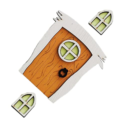 ibasenice 1 Satz Zauberertor Seasonal décor bastelzeug kinderhaben kinderga gartendeko rostoptik Zwerge Hütte Auslauf Türdekoration Miniaturmodell der Feentür Holztür hölzern von ibasenice