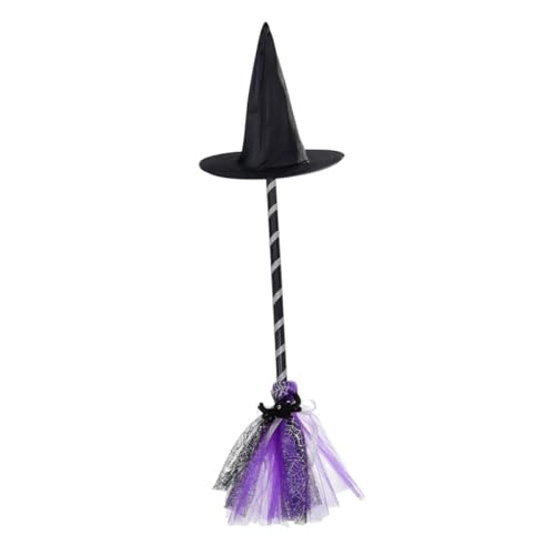 ibasenice 1 Satz Zauberhut Besen Kettensäge Maskerade Hexenhut Halloween-Partygeschenke Masken halloween dekoration halloween-dekoration Halloween-Cosplay-Requisiten Hexenbesen Stoff Violett von ibasenice