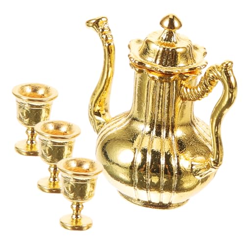 ibasenice 1 Satz puppenhauszubehör Goldene Teetasse dekorative Kuhschalen als Puppenhaus Teetasse Puppenhausverzierung Mini-Küchenzubehör Zubehör für Puppenhäuser Metall von ibasenice