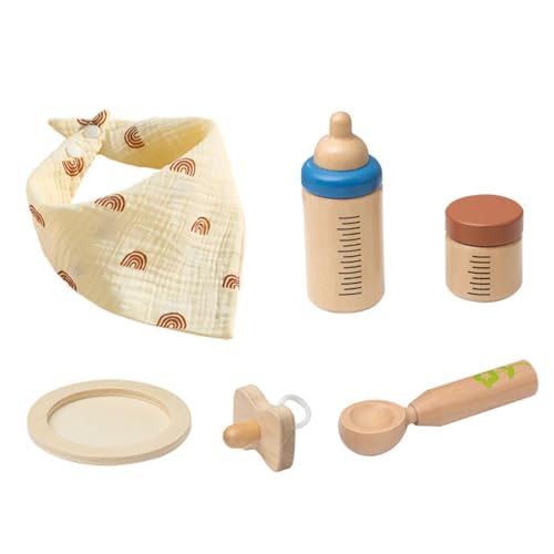 ibasenice 1 Satz zum Füttern mit der Flasche Fütterung Toys hühner Geschirrset Kleinkindspielzeug für Mädchen Spielset zum Füttern mit der Flasche Holz von ibasenice