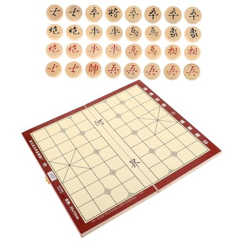 ibasenice Holz-Set Zusammenklappbares Schachbrett Chinesisches Tragbares Xiangqi-Set Chinesisches Dame-brettspiel Reisefreundliches Set von ibasenice