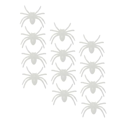 ibasenice 1 Set 12 Stück Leuchtende Spinne Animatronics Halloween Spinnen Spinnentrick Gefälschte Spinne Gruselige Spinne Riesenspinne Ornament Weißer Kunststoff von ibasenice