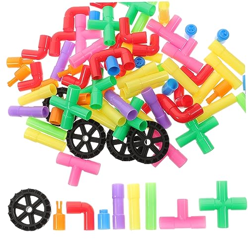 ibasenice Früherziehungsspielzeug Für Kinder 76-teiliges Baustein-rohrspielzeug-Set Sicheres Glattes Material Für Jungen Und Mädchen von ibasenice