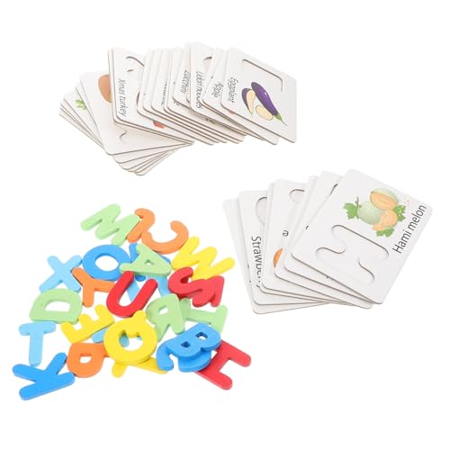 ibasenice Lernspielzeug 26-teiliges Alphabet-kartenset Aus Holz Lernspiele Für Jungen Und Mädchen Mit Passendem Obst- Und Gemüse-Puzzle Sicheres Spielzeug von ibasenice