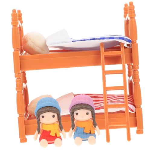 ibasenice 1 Set Etagenbett Etagenbetten Mini Puppenbett Mini Bett Miniatur Etagenbett Modell Bett Puppe Mini Modelle Mini Zubehör Puppenhaus Mini Möbel Puppe Mini Bett von ibasenice