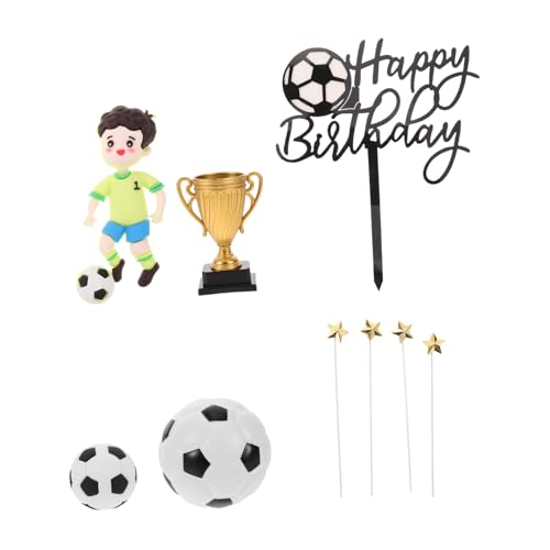 ibasenice 1 Set Fußball-kuchenaufsatz-dekorationen: Mini-fußballspieler-figuren Und Kucheneinsätze Für Sport-themen-events, Geburtstagsfeiern von ibasenice
