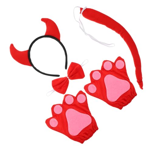 ibasenice 1 Set Halloween Dämonenkuh Halloween Kostüm Flapper Kostüm Cowboy Halloween Dämonenhorn Halloween Teufel Cosplay Fuchsmaske Halloween Handschuhe Halloween Horn Stirnband von ibasenice