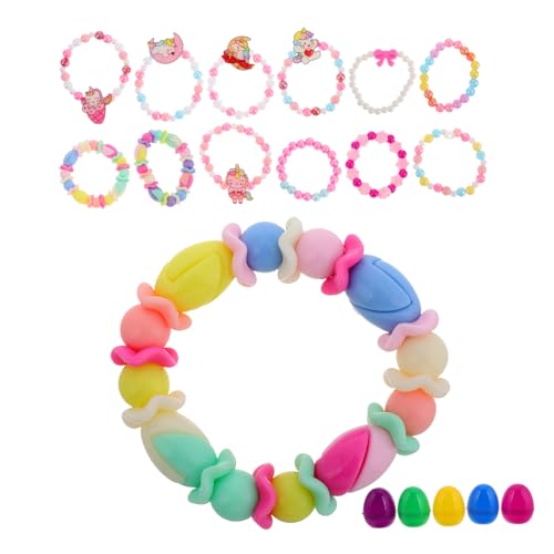 ibasenice 1 Set Handbemalte Ostereier Zum Selbermachen Set Für Osterparty Zubehör Basteldekorationen Mit Befüllbaren Leeren Plastikeiern Zum Basteln Inklusive Armbändern von ibasenice