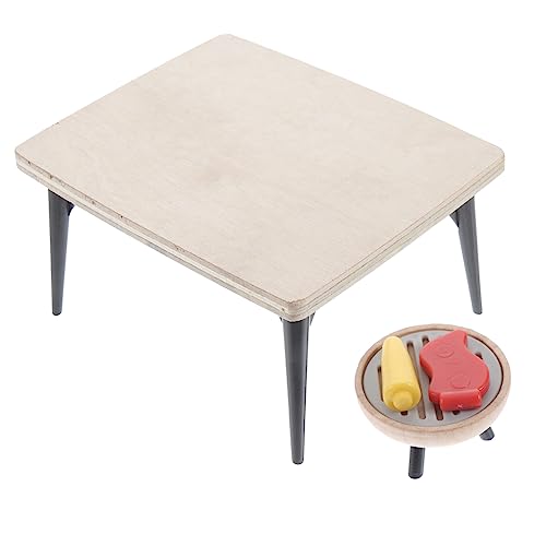 ibasenice 1 Set Holz Mini Mini Esstisch Modell Mini BBQ Dekoration Grill Modell von ibasenice