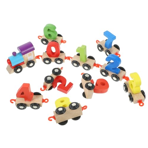 ibasenice 1 Set Holzeisenbahn-Set Spielzeug-Holz-Zahleneisenbahn-Motorautos Für Kleinkinder Jungen Und Mädchen von ibasenice