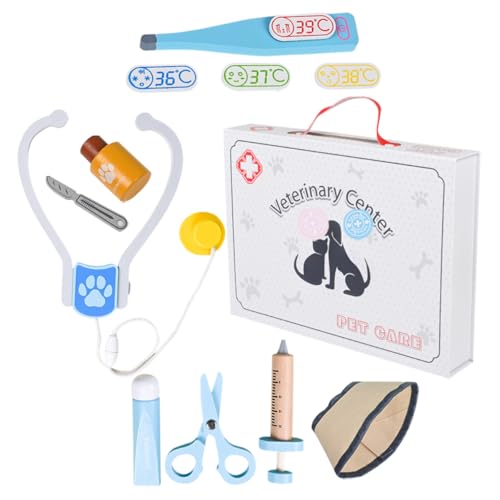 ibasenice 1 Set Holzsimulation Medizinisches Spielzeugset Kinderarzt Spielset Veterinärspielzeug Rollenspiel Kognitives Rollenspiel Kinderarztset Haustier Veterinärspielzeug von ibasenice