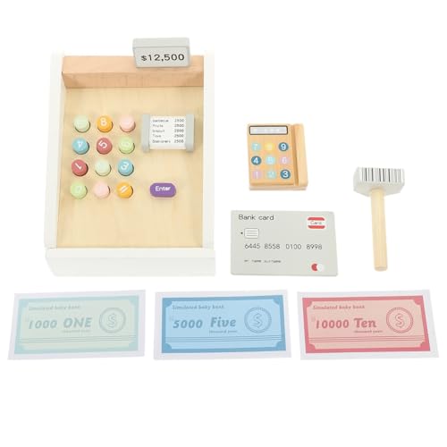 ibasenice 1 Set Kinderkasse Mädchen Kleinkind Registrierkasse Kinderspielzeug Kindergeburtstagsgeschenk Spielhaus Requisite Kinderspielzeug Registrierkasse Spielzeugladen Spiel Holz von ibasenice
