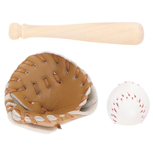 ibasenice Dekoratives Mini-baseballspielzeug – Mini-baseballschläger Und -handschuh-Set Perfekt Als Puppenhaus-Dekoration Oder Für Themen-Geburtstagsfeiern von ibasenice