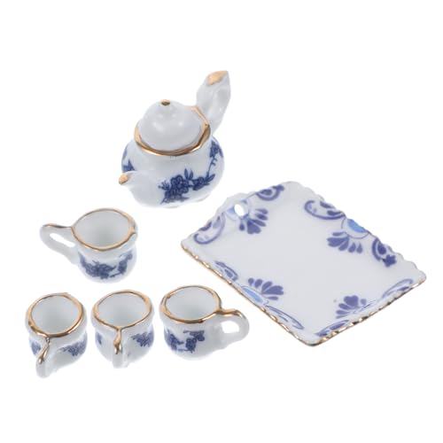 ibasenice 1 Set Mini Keramik Teeservice Home Miniatur Künstliche Zimmerdekor Rollenspiel Mini Küchenzubehör Keramik von ibasenice