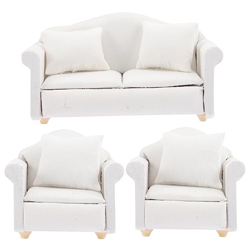 ibasenice 1satz Möbel Set Miniatur Holzsofa Mit Kissen Teiliges Set Für Und Schlafzimmer Dekoration Für Rollenspiele Und Kreative Szenen von ibasenice