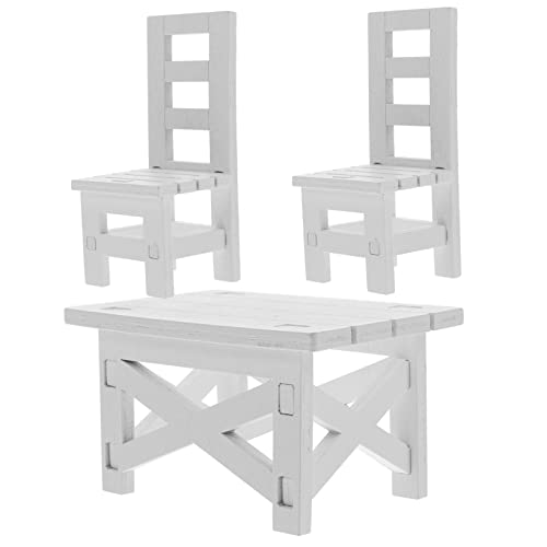 ibasenice 1 Set Mini Möbel Puppenhausmöbel Mini Haustisch Puppenmöbel Miniaturtisch Zum Basteln Gartenminiaturen Miniaturstühle Minitisch Für Ministuhl Holz Weiß von ibasenice