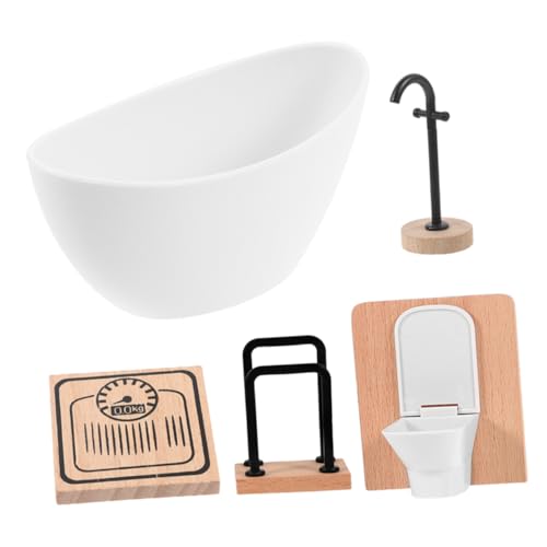 ibasenice 1:12 Puppenhaus Badezimmer Set Miniatur Spielzeug Waschraum Kit Dusche Badewanne Schrank Und Toilette von ibasenice