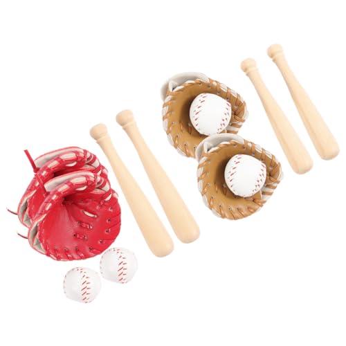 ibasenice 1 Set Outdoor Baseball Und Softball Dreiteiliges Set Miniatur Sportspielzeug Mini Baseball Kit Tiny House Zubehör Mini House Baseball Puppenhaus Baseball Kit Baseball Leder von ibasenice