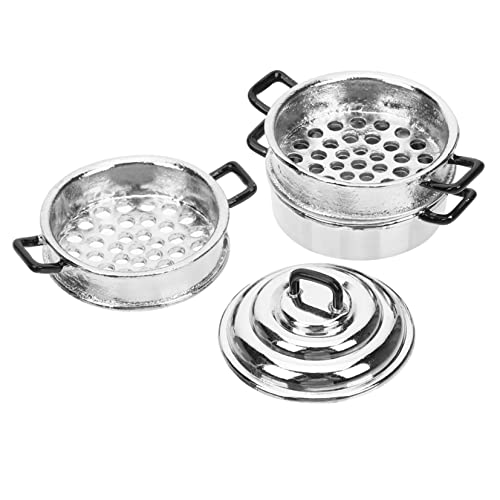 ibasenice 1 Set Puppenhaus Dampfgarer Mini Wok Puppenhaus Zubehör Kinderspielzeug Simulation Kochutensilien Kognitives Edelstahl Küchenspielzeug Lernspielzeug Legierung von ibasenice