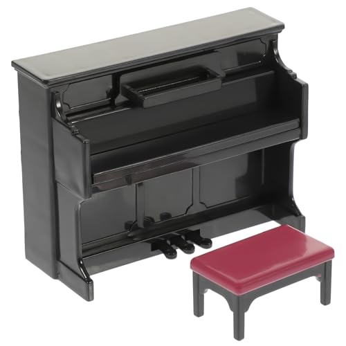 ibasenice 1 Set Puppenhaus Klavier Mini Klavierfigur Miniatur Klavierbank Miniatur Musikinstrumente Miniaturen Mini Klaviermodell Mini Klavierstatue Kleines Klaviermodell Modernes von ibasenice
