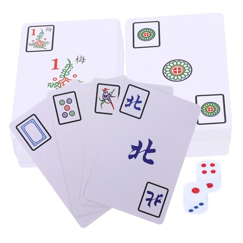 ibasenice 1 Set Reise Mahjong Fliesen Reiseset Pokerkarten Mahjong Karte Mahjong Spielkarte Reise Tischspiel Requisiten Spielbedarf Reisespiel Requisite Spielkarten Camping PVC von ibasenice