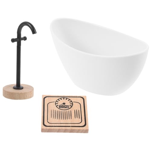 ibasenice 1 Set Simulation Mini Möbel Badewanne Badezimmer Erde Töpfchen Puppen Miniatur Toilettenschüssel Waage Mini Modell Mini Waage Holz von ibasenice
