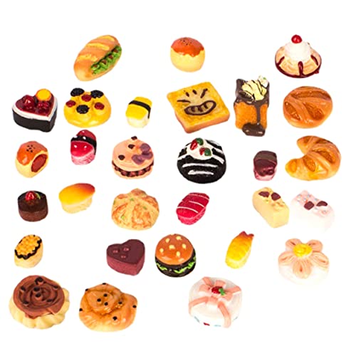 ibasenice 1 Set Simuliertes Brot Kleine Kuchenminiaturen DIY Puppenhaus Mini Lebensmittelspielzeug Mini Kleines Lebensmittelmodell Simuliertes Mini Brot Dessertmodell von ibasenice