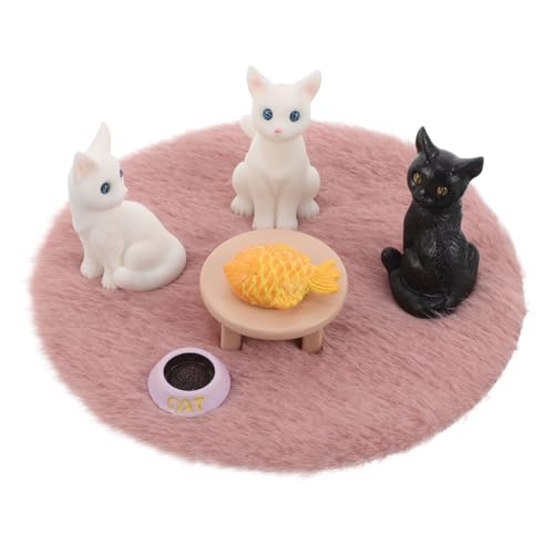 ibasenice 1 Set Süße Mini Katzenfiguren Puppenhaus Miniatur Zubehör Realistisches Kätzchen Mikro Landschaftsdekoration Kleines Katzen Plüsch Dekorationsset von ibasenice