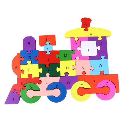 ibasenice 1 Stück 26 Kinder rätseln Holzpuzzle für Kinder kreatives Spielzeug kinderspielzeug Spielzeug für Kinder Spielset Holz Spielzeuge Puzzle-Spielzeug Bausteinspielzeug Anzahl von ibasenice